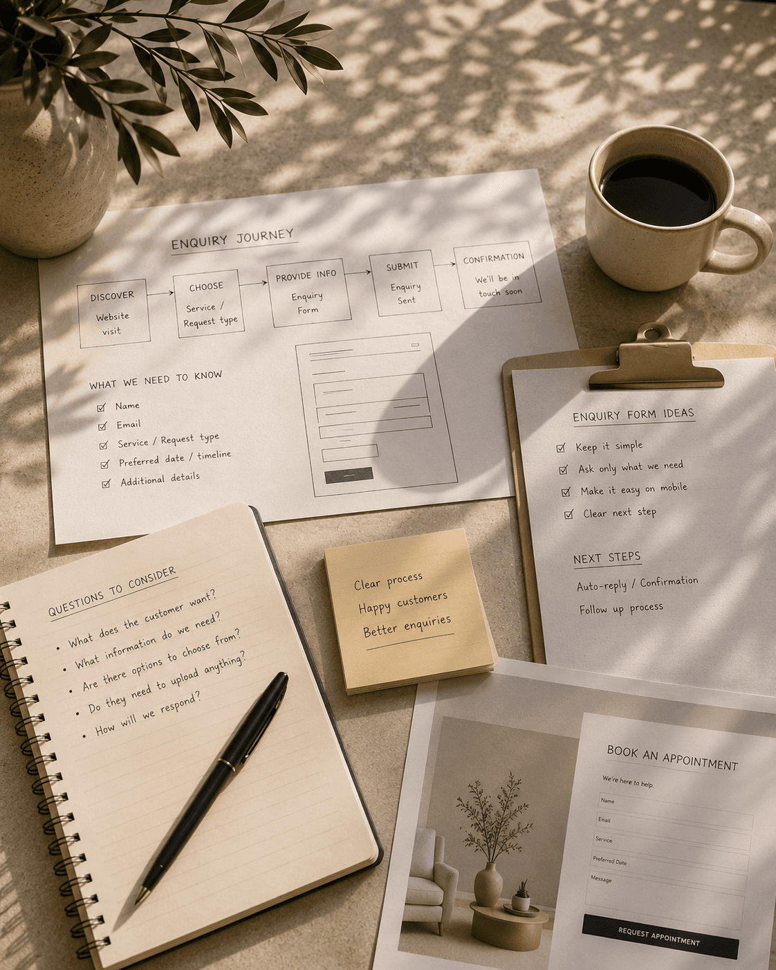 Planning an online enquiry and booking journey for customers