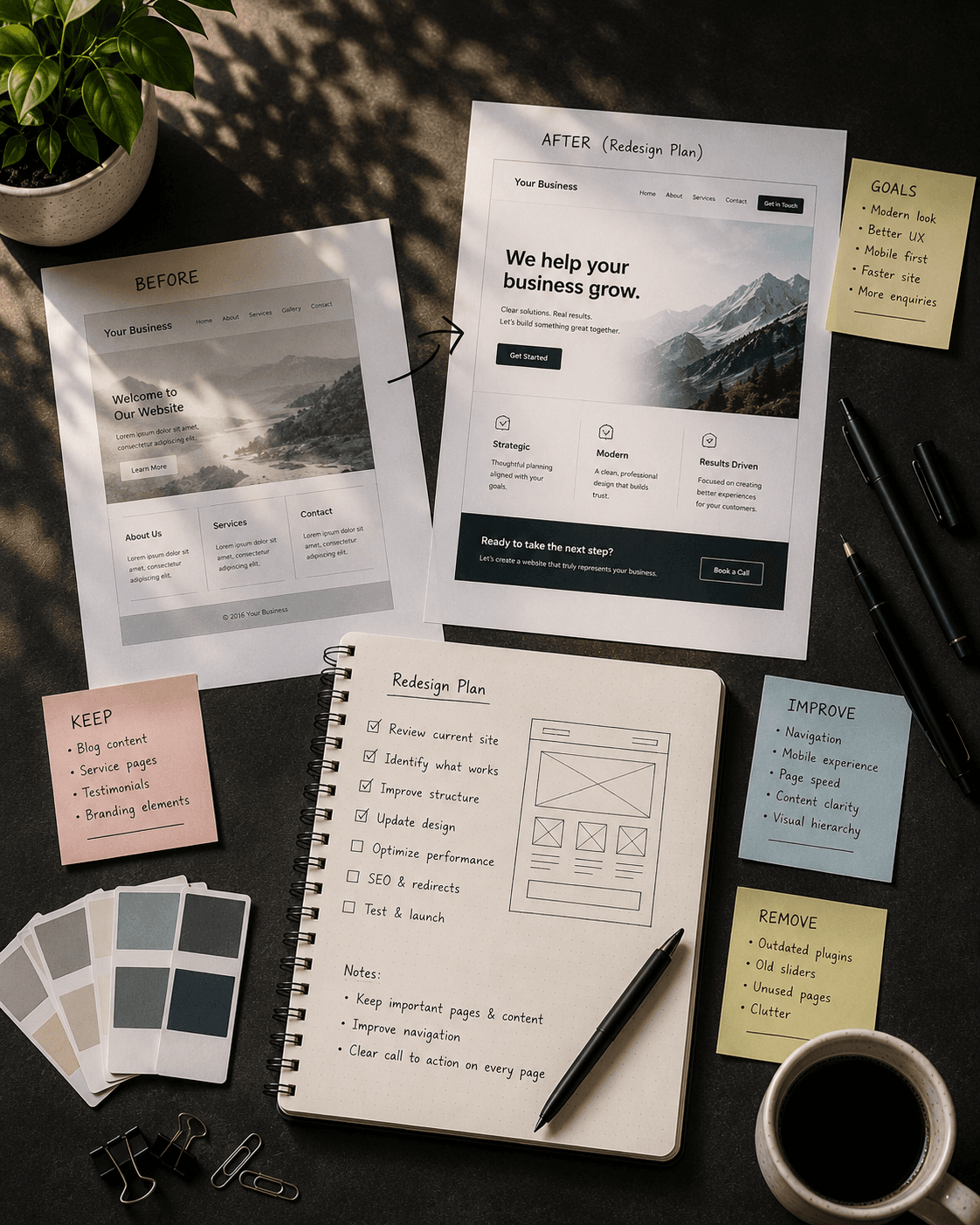 Planning improvements for an existing business website redesign
